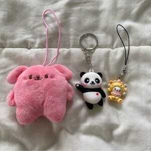 Lot of 3 Mixed Kawaii Cell Phone Charms Keychains Bag Charm Accessories